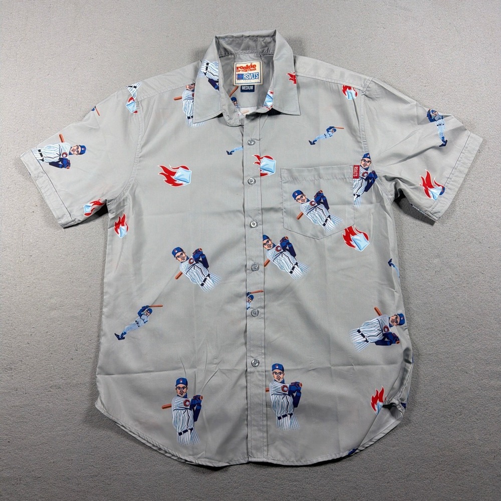 RSVLTS Rookie Of The Year Shirt Men M Short Sleeve Gray Baseball Movie Retro